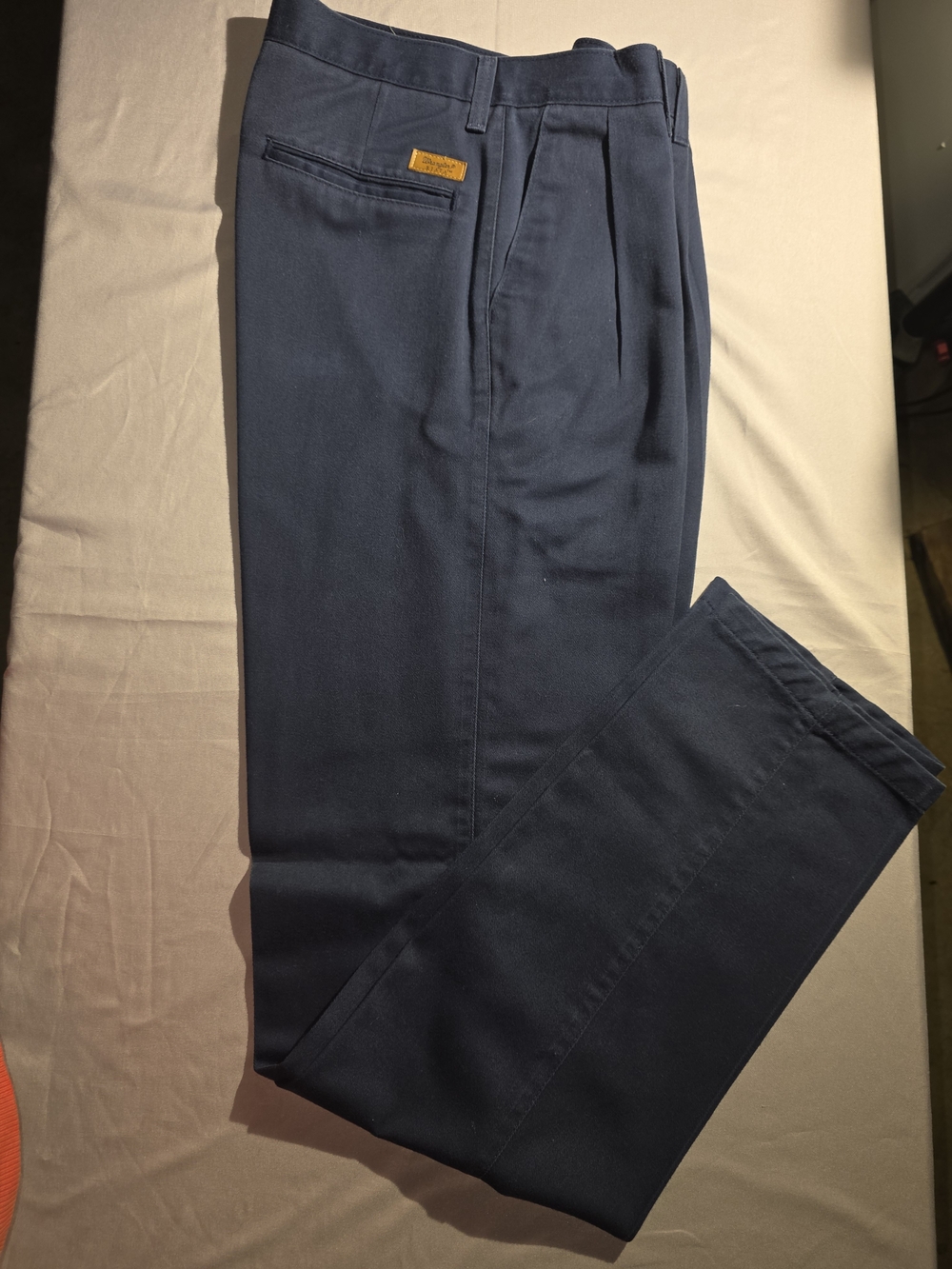 Men's Navy Pleated Chinos - Size 30/34